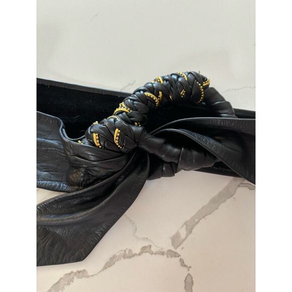 Vintage Leather Belt with gold details